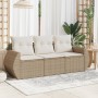 Gartensofa-Set mit beigen Kissen, 3-teilig, PE-Rattan von , Gartensets - Ref: Foro24-3253395, Preis: 268,37 €, Rabatt: %