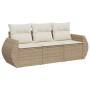 Gartensofa-Set mit beigen Kissen, 3-teilig, PE-Rattan von , Gartensets - Ref: Foro24-3253395, Preis: 268,37 €, Rabatt: %