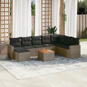 9-piece garden furniture set and gray synthetic rattan cushions by , Modular outdoor sofas - Ref: Foro24-3224261, Price: 563,...