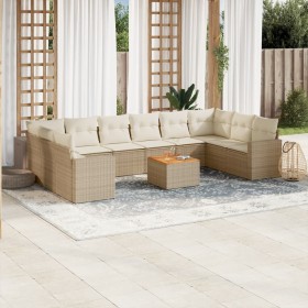 11-teiliges Gartensofa-Set mit beigen synthetischen Rattankissen von , Modulare Sofas für den Außenbereich - Ref: Foro24-3224...