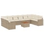 Set de sofás de jardín 11pzas con cojines ratán sintético beige de , Sofás modulares de exterior - Ref: Foro24-3224294, Preci...