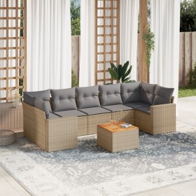 Gartensofa-Set mit beigen Kissen 8 Stück PE-Rattan von , Gartensets - Ref: Foro24-3224036, Preis: 572,44 €, Rabatt: %