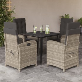 Garden dining set 5 pieces with light gray synthetic rattan cushions by , Garden sets - Ref: Foro24-3212599, Price: 687,99 €,...