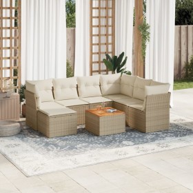 Gartensofa-Set mit beigen Kissen 8 Stück PE-Rattan von , Gartensets - Ref: Foro24-3223762, Preis: 576,99 €, Rabatt: %