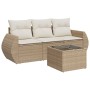 Garden sofa set with cushions 4 pieces beige synthetic rattan by , Garden sets - Ref: Foro24-3253405, Price: 335,18 €, Discou...