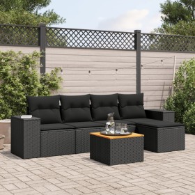 6-teiliges Gartensofa-Set und schwarze synthetische Rattankissen von , Gartensets - Ref: Foro24-3225418, Preis: 382,75 €, Rab...