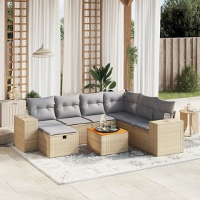 Gartensofa-Set mit beigem Kissenmix, 8-teilig aus PE-Rattan von , Gartensets - Ref: Foro24-3265189, Preis: 545,99 €, Rabatt: %