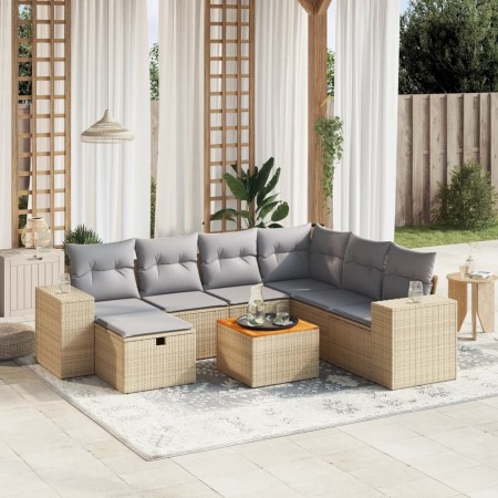 Gartensofa-Set mit beigem Kissenmix, 8-teilig aus PE-Rattan von , Gartensets - Ref: Foro24-3265189, Preis: 561,33 €, Rabatt: %