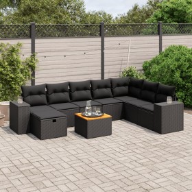 8-teiliges Gartensofa-Set und schwarze synthetische Rattankissen von , Gartensets - Ref: Foro24-3265206, Preis: 574,92 €, Rab...