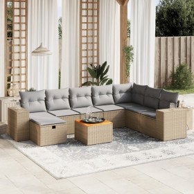 Gartensofa-Set mit beigem Kissenmix, 9-teilig aus PE-Rattan von , Gartensets - Ref: Foro24-3265210, Preis: 616,94 €, Rabatt: %