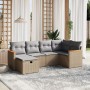 Gartensofa-Set mit beigem Kissenmix, 6-teilig, PE-Rattan von , Gartensets - Ref: Foro24-3265301, Preis: 400,17 €, Rabatt: %