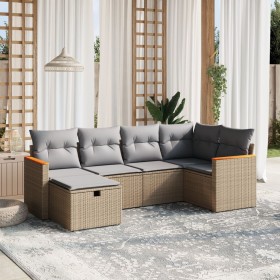 Gartensofa-Set mit beigem Kissenmix, 6-teilig, PE-Rattan von , Gartensets - Ref: Foro24-3265301, Preis: 393,47 €, Rabatt: %