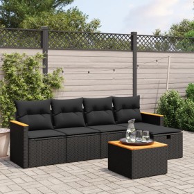 6-teiliges Gartensofa-Set und schwarze synthetische Rattankissen von , Gartensets - Ref: Foro24-3265290, Preis: 335,07 €, Rab...