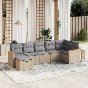 Gartensofa-Set mit beigem Kissenmix, 7-teilig aus PE-Rattan von , Gartensets - Ref: Foro24-3265315, Preis: 468,34 €, Rabatt: %