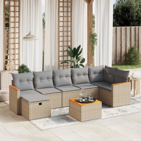 Gartensofa-Set mit beigem Kissenmix, 8-teilig aus PE-Rattan von , Gartensets - Ref: Foro24-3265322, Preis: 521,99 €, Rabatt: %