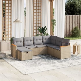 Garden sofa set with beige cushions mix 7 pieces PE rattan by , Garden sets - Ref: Foro24-3265329, Price: 470,10 €, Discount: %