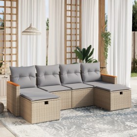 Gartensofa-Set mit beigem Kissenmix, 6-teilig, PE-Rattan von , Gartensets - Ref: Foro24-3265343, Preis: 369,16 €, Rabatt: %