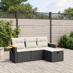 4-teilige Gartensofagarnitur mit schwarzen synthetischen Rattankissen von , Gartensets - Ref: Foro24-3265487, Preis: 276,84 €...