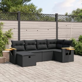 6-teiliges Gartensofa-Set und schwarze synthetische Rattankissen von , Gartensets - Ref: Foro24-3265514, Preis: 387,71 €, Rab...