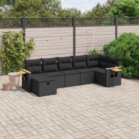 7-teiliges Garten-Essset und schwarze Kissen aus synthetischem Rattan von , Gartensets - Ref: Foro24-3265528, Preis: 457,82 €...