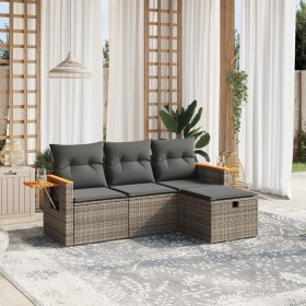 4-piece garden sofa set and gray synthetic rattan cushions by , Garden sets - Ref: Foro24-3265491, Price: 292,95 €, Discount: %