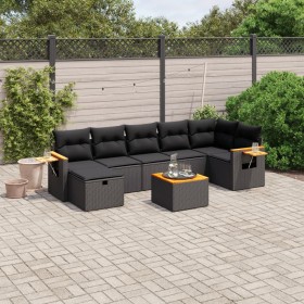 8-teiliges Gartensofa-Set und schwarze synthetische Rattankissen von , Gartensets - Ref: Foro24-3265535, Preis: 503,87 €, Rab...