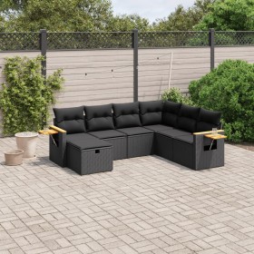 7-teiliges Garten-Essset und schwarze Kissen aus synthetischem Rattan von , Gartensets - Ref: Foro24-3265542, Preis: 465,26 €...