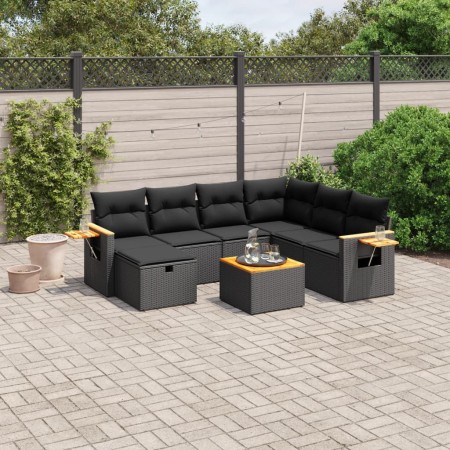 8-teiliges Gartensofa-Set und schwarze synthetische Rattankissen von , Gartensets - Ref: Foro24-3265549, Preis: 512,21 €, Rab...