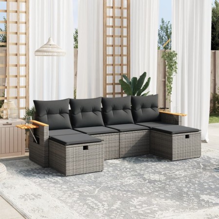 6-piece garden furniture set and gray synthetic rattan cushions by , Garden sets - Ref: Foro24-3265561, Price: 383,88 €, Disc...