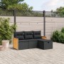 4-piece garden sofa set with black synthetic rattan cushions by , Garden sets - Ref: Foro24-3265703, Price: 262,75 €, Discoun...