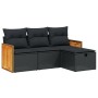 4-piece garden sofa set with black synthetic rattan cushions by , Garden sets - Ref: Foro24-3265703, Price: 262,75 €, Discoun...