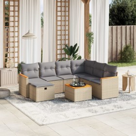 Gartensofa-Set mit beigem Kissenmix, 8-teilig aus PE-Rattan von , Gartensets - Ref: Foro24-3265336, Preis: 525,87 €, Rabatt: %