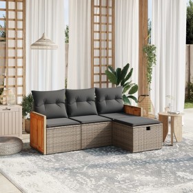 4-piece garden sofa set and gray synthetic rattan cushions by , Garden sets - Ref: Foro24-3265708, Price: 291,51 €, Discount: %