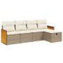 Gartensofa-Set mit Kissen, 5-teilig, beiges synthetisches Rattan von , Gartensets - Ref: Foro24-3265720, Preis: 395,72 €, Rab...