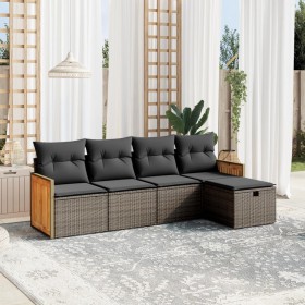 Gartensofa-Set mit Kissen, 5-teilig, graues synthetisches Rattan von , Gartensets - Ref: Foro24-3265722, Preis: 332,48 €, Rab...