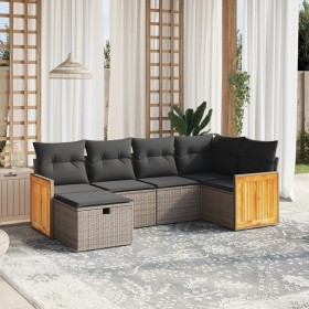 6-piece garden furniture set and gray synthetic rattan cushions by , Garden sets - Ref: Foro24-3265736, Price: 425,30 €, Disc...