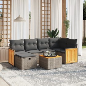 7-piece garden sofa set with gray PE rattan cushions by , Garden sets - Ref: Foro24-3265743, Price: 468,58 €, Discount: %