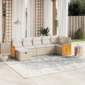 7-teiliges Gartensofa-Set und beigefarbene synthetische Rattankissen von , Gartensets - Ref: Foro24-3265748, Preis: 546,68 €,...