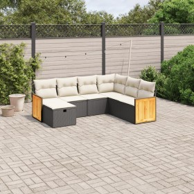 7-teiliges Garten-Essset und schwarze Kissen aus synthetischem Rattan von , Gartensets - Ref: Foro24-3265760, Preis: 461,66 €...