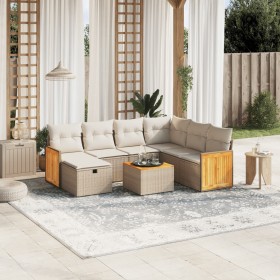 Gartensofa-Set mit beigen Kissen 8 Stück PE-Rattan von , Gartensets - Ref: Foro24-3265769, Preis: 597,99 €, Rabatt: %