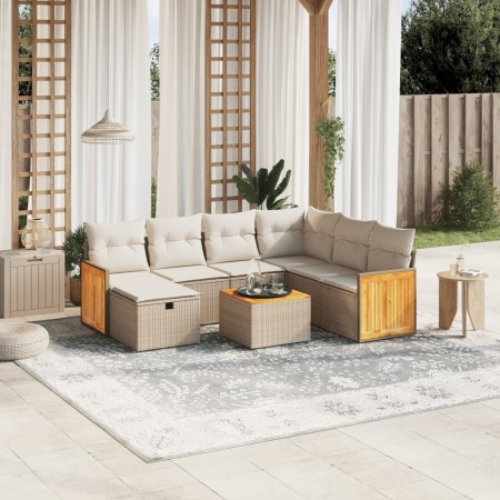 Gartensofa-Set mit beigen Kissen 8 Stück PE-Rattan von , Gartensets - Ref: Foro24-3265769, Preis: 598,10 €, Rabatt: %