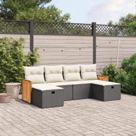 6-teilige Gartensofagarnitur und schwarze synthetische Rattankissen von , Gartensets - Ref: Foro24-3265774, Preis: 368,99 €, ...