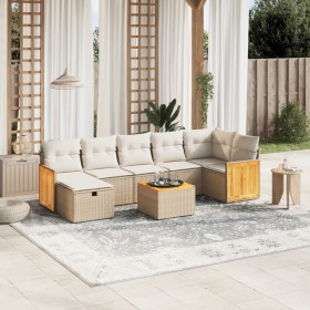 Gartensofa-Set mit beigen Kissen 8 Stück PE-Rattan von , Gartensets - Ref: Foro24-3265755, Preis: 597,99 €, Rabatt: %