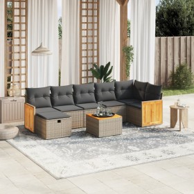 8-teiliges Gartensofa-Set und graue synthetische Rattankissen von , Gartensets - Ref: Foro24-3265757, Preis: 527,97 €, Rabatt: %