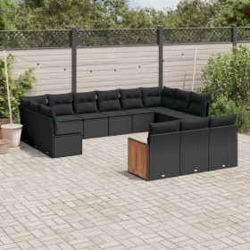 Garden sofa and cushion set 13 pieces black synthetic rattan by , Garden sets - Ref: Foro24-3260536, Price: 867,40 €, Discoun...