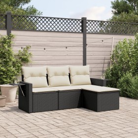 4-teilige Gartensofagarnitur mit schwarzen synthetischen Rattankissen von , Gartensets - Ref: Foro24-3220065, Preis: 255,58 €...