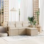 Gartensofa-Set mit Kissen, 4-teilig, beiges synthetisches Rattan von , Gartensets - Ref: Foro24-3220067, Preis: 314,94 €, Rab...