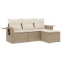 Gartensofa-Set mit Kissen, 4-teilig, beiges synthetisches Rattan von , Gartensets - Ref: Foro24-3220067, Preis: 314,94 €, Rab...