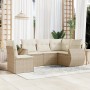 Gartensofa-Set mit Kissen, 5-teilig, beiges synthetisches Rattan von , Gartensets - Ref: Foro24-3221367, Preis: 514,99 €, Rab...