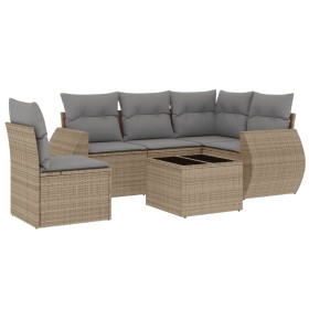 Garden sofa set with cushions 6 pieces beige synthetic rattan by , Garden sets - Ref: Foro24-3221378, Price: 450,06 €, Discou...